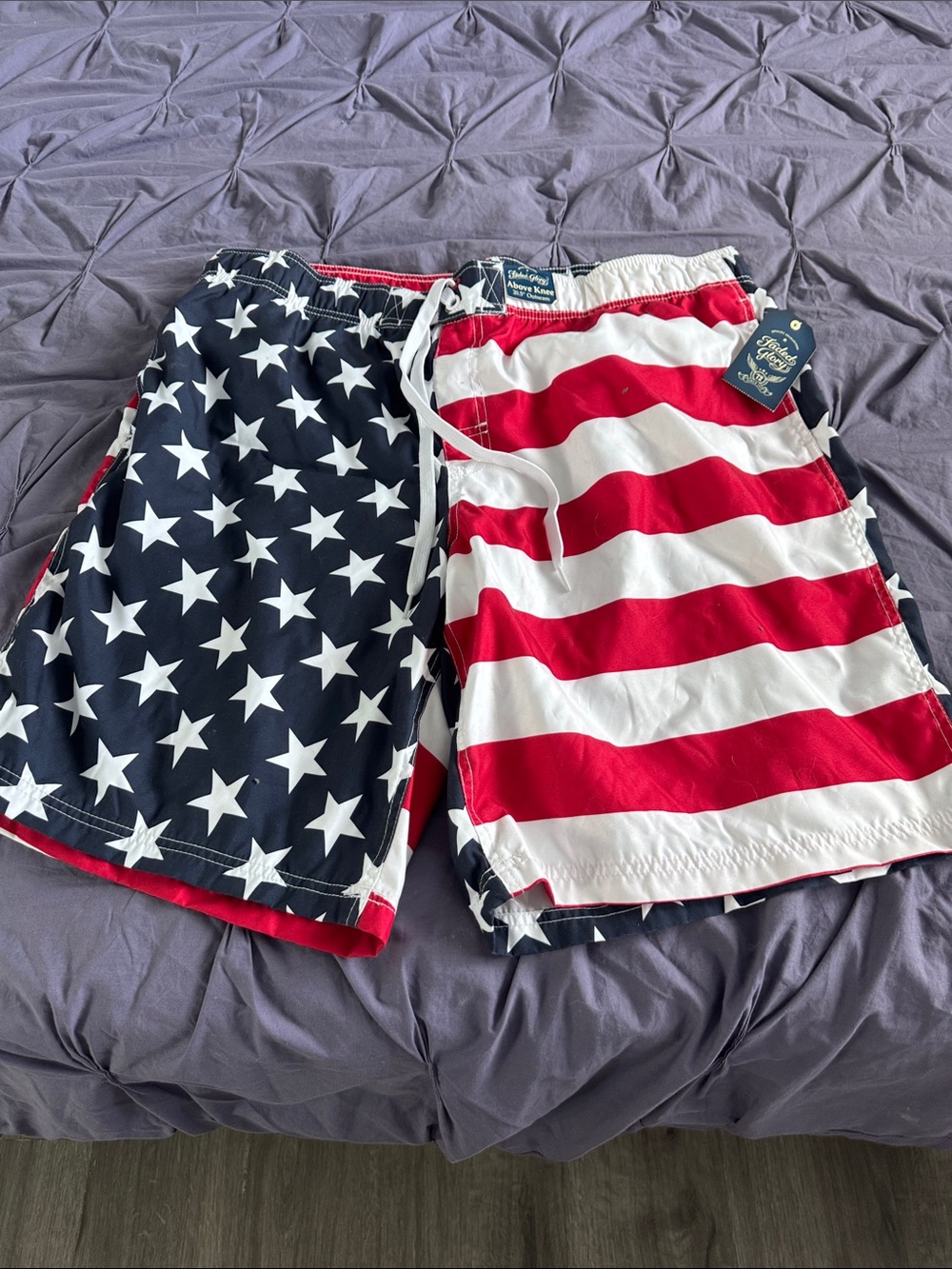 Faded Glory Men’s Stars & Stripes Swim Trunks - Red, White, Blue